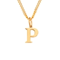 Collar de acero inoxidable chapado en oro de 18K con un colgante de la letra P - Letra P (Oro Rosa)
