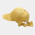Detailed view of the large yellow bow on back of breathable cotton sun hat - One Size / Yellow