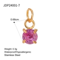 Detail of pink zircon pendant with gold stainless steel four-prong setting - Pink Zirconia Pendant-JDP24001-7