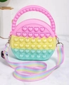 Pink yellow blue gradient heart shaped silicone pop-it crossbody bag for kids - Pink Multi