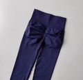 High-waisted navy blue yoga leggings with scrunch butt lifting design for fitness - Azure Blue