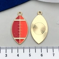 Pendentifs rugby en alliage émaillé rouge et doré avec mesure de la taille - Rugby Bicolore Brun (21742)