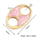Oval golden jewelry connector with pink mother-of-pearl inlay for DIY bracelets - Inlaid Pig Nose / Gold Pink Shell