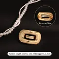 Gold hollow rectangular metal hair clip with polished finish and 6cm spring mechanism - Polished Rectangular Frame Gold