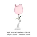 Pink rose-shaped wine glass with green stem and leaf, 280ml glass goblet for wine - 280ml Pink With Green Leaf