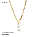 Collana a doppia catena in titanio placcato oro 18K con ciondolo di perla chic - Oro 18K / Oro