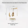 Golden rotating carousel candle holder featuring elegant feather-shaped pendants - 6.6CM Feather Style