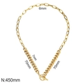 Collana a doppia catena in acciaio placcato oro 18K con chiusura a T e lunghezza di 450mm - Stile Catena di Giunzione Oro (KN296967-Z)