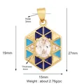 Blue checkerboard heart pendant with oval gemstone inlay and gold-plated finish - M036025-A-Blue (Hexagon)