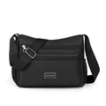 Borsa a tracolla in nylon nero a più strati con tracolla regolabile e tessuto oxford - Nero