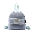 Mini corduroy backpack in light blue with front pocket and white logo label - Grey Blue