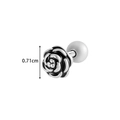 Vintage silver and black rose stud earring with 0.71cm diameter floral design detail - Black Silver Rose