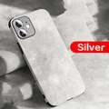 Silver marble texture faux leather case for iPhone 11 series with sleek stone pattern finish - Light Gray / iPhone 11