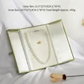 Grass green jewelry set box with white satin lining for pearl necklace and ring display - No. 1 / Light Green Necklace Set Box