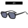 Occhiali da sole squadrati neri classici con lenti scure in stile vintage minimalista - Nero Lucido/Lenti Grigie