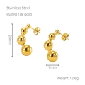 Polished 18k gold plated stainless steel C-shaped graduated bead hoop earrings - 18K Gold