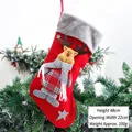 Large 48cm red Christmas stocking with plush elk decor and gray star accents - Flannel Large Stocking Reindeer