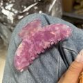 Pink marble acetate hair claw clip with glitter finish in a moon-shaped large design - Glitter Sakura Pink Jelly