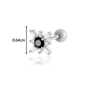 Silver snowflake ear stud with black and white zircon stones and ball screw back - Black Zircon Star Style (AMY2-2#银)