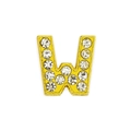 Golden 8mm rhinestone letter W charm for DIY jewelry bracelets and accessories - 8mm Gold Rhinestone Letter-W