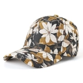 Adult floral baseball cap with vintage floral print and curved brim for sun protection - Black and Yellow