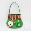 Bolsa de regalo de Navidad verde en fieltro con oso polar 3D y adornos festivos - Bolsa de caramelos Elfo - Oso polar