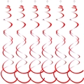 Set of 6 red spiral PVC hanging ornaments for ceiling decoration at parties and weddings - Double Spiral / Red