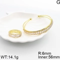 Elegante conjunto de joyas doradas con circonitas en bandeja de concha 14,1g - Oro-Blanco
