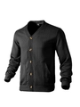 Detailed close-up of men's black knit cardigan featuring cable-knit textures and buttons - S / Black