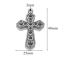 Detail view of a vintage silver cross pendant with dimensions 40mm by 25mm - Style Z2305S21/Dot Texture