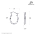 Detailed view of S925 sterling silver hoop earrings with size specifications and S925 stamp - 15mm / 925 Silver White Gold Plated