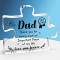 Puzzle-shaped clear acrylic desk ornament for Dad with #1 DAD engraving and heartfelt message - Dad Thickened Style (Qa3)