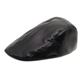 Primer plano de la boina de cuero PU negro con costuras detalladas y textura de grano fino - M (56-58cm) / Negro