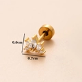 Golden crown flat back ear stud with clear marquise zircon stones and size dimensions - Gold 1# (Crown)