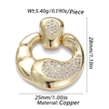 Detailed view of gold plated copper heart pendant with cubic zirconia pave and dimensions - Door Knocker Shape