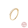 Minimalist S925 sterling silver gold plated ring with a row of tiny white pearls - US 6 / Gold #4 Pearl