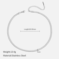 Detailed view of 5mm stainless steel flat snake chain with dimensions and weight specs - Silver-5mm-42+8cm
