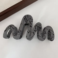 Matte grey shark hair claw clip with black abstract ink splatters for high ponytails - Wave Grey