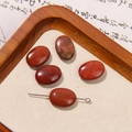 Oval reddish-brown natural agate stone beads with smooth texture for DIY jewelry making - Reddish Brown Oval Stone Style (018号)