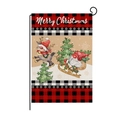 Christmas garden flag with gnome and reindeer design on rustic linen fabric for outdoor decor - 30*45cm / Reindeer Gnome Sleigh (HYQ030-35)