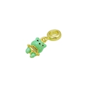 Dettaglio di un ciondolo a forma di orso verde in ottone placcato oro con cristalli - Solo Ciondolo / Blu petrolio