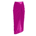 Fuchsiafarbener Maxirock mit hoher Taille, eleganten Falten und seitlichem Schlitz - Einheitsgröße / Nur Lilafarbener Sarong