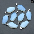 Set of eight coffin-shaped opal stone pendants with metal bails for Halloween jewelry - Opal (Synthetic)