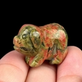 Mini hand-carved unakite pig crystal figurine with natural red and green patterns - Unakite