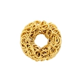 Vintage gold hollow woven round bead charm for handmade DIY jewelry and bracelets - VZ445 Golden Round Spacer Bead