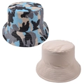 Cappello a secchiello reversibile mimetico e beige con cuciture per l'esterno - Regolabile / Mimetico Blu Nero