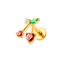 Bijou de piercing cerise en titane avec cristaux rouges et finition dorée - Style Cerise - Or (T2543-1#金)