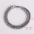 Detail view of 11mm wide silver curb chain bracelet with 20cm length and lobster clasp - 11mm Wide Style (AML01042)