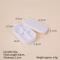 Miniature white plastic dollhouse lunch box with three divided compartments and flip lid - White Partition Bento Box