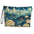 Trousse à maquillage fleurie avec motif montagne bleue et dragonne noire - Tour d'Or de la Montagne Bleue (款式2)